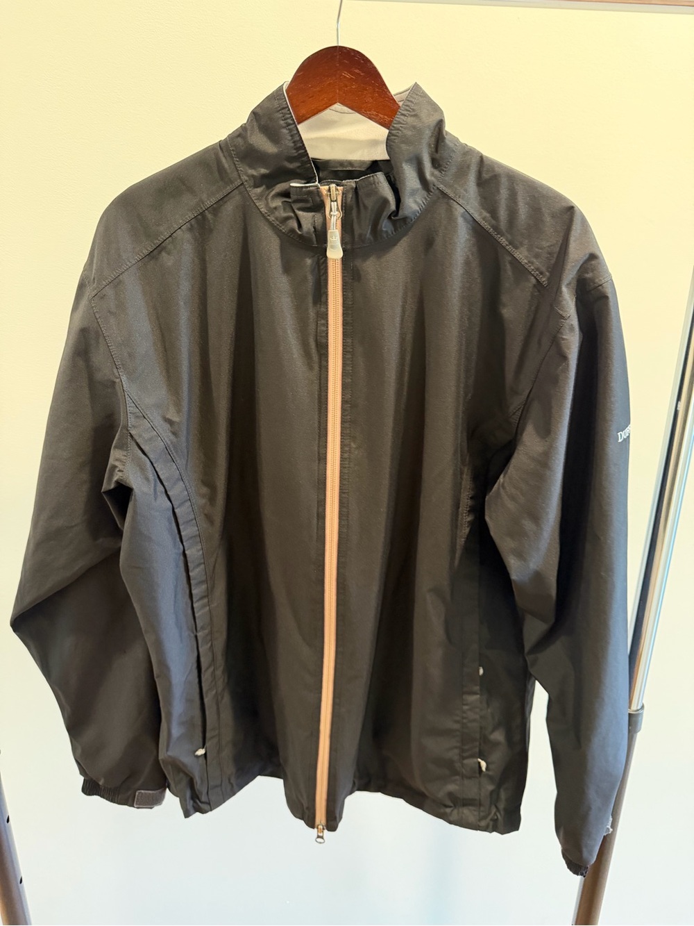Peter Millar Black Windbreaker with Beige Zip Trim
